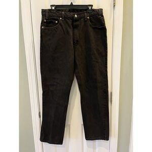 Vintage Levi's 505 Black Straight Fit 34x30 Workwear Denim Jeans Red Batwing